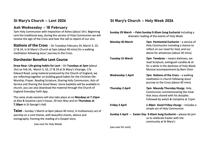 St Mary's Lent & Holy Week fly